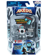 Load image into Gallery viewer, Legends of Akedo Power Storm Battle Giants Screenshot 2 action figure in packaging displays tech-inspired design and double strike armor.