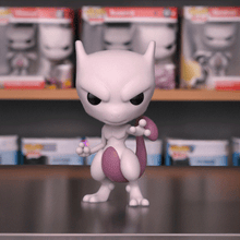 Load image into Gallery viewer, Mewtwo Pokemon POP! Vinyl Figure on display shelf.