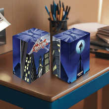 Load image into Gallery viewer, Yu-Gi-Oh! Elemental Hero Deck Box featuring vibrant artwork on a desk.