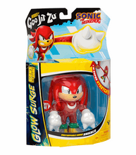 Load image into Gallery viewer, Goo Jit Zu Sonic Glow Surge - Knuckles figure in packaging, glow-in-the-dark feature, stretchy and durable toy.