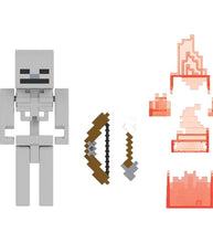 Load image into Gallery viewer, Minecraft Skeleton Action Figure with bow accessory, 3.25 inches, pixelated design.