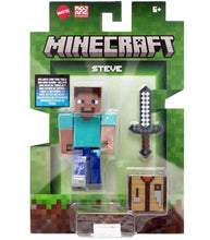 Load image into Gallery viewer, Minecraft Steve action figure 3.25 inch with crafting table accessory.