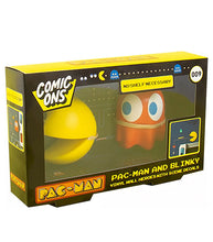 Load image into Gallery viewer, Pac-man Comic Ons Wall Heroes with decals in packaging, featuring Pac-man and Ghosts figures for retro arcade decor.