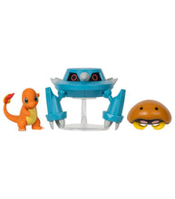 Load image into Gallery viewer, Pokemon Battle Figures set featuring Charmander, Metang, and Kabuto, expertly crafted for play and collection.