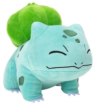Load image into Gallery viewer, Bulbasaur Eyes Closed 8" Pokemon Plush with serene expression and green bulb on back.