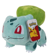 Load image into Gallery viewer, Bulbasaur Eyes Open 8" plush toy with bright eyes and plant bulb, soft and durable.