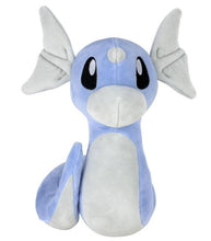 Load image into Gallery viewer, Dratini 8" plush toy featuring blue scales and wide-eyed expression, perfect for Pokémon fans and collectors.