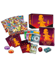 Load image into Gallery viewer, Pokemon TCG Scarlet & Violet Obsidian Flames Elite Trainer Box with Charmander art, booster packs, card sleeves, and game accessories.