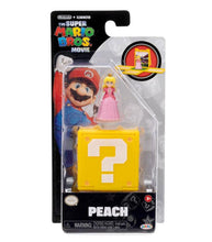 Load image into Gallery viewer, Super Mario Bros. Movie 3cm Peach Mini Figure with Question Block packaging.