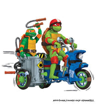 Load image into Gallery viewer, Teenage Mutant Ninja Turtles Movie Battle Cycle with Raphael figure and side car.