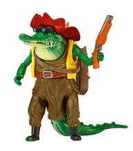 Load image into Gallery viewer, Teenage Mutant Ninja Turtles Movie Leatherhead action figure with blaster and unique Outback style, 4.5 inches tall.