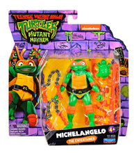 Load image into Gallery viewer, Teenage Mutant Ninja Turtles Movie Michelangelo action figure with nunchaku in Mutant Mayhem packaging.
