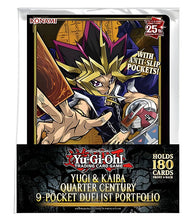 Load image into Gallery viewer, Yu-Gi-Oh! Yugi & Kaiba Quarter Century 9-Pocket Duelist Portfolio with iconic artwork for card collection protection.