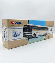 Load image into Gallery viewer, Corgi General Motors 4505 Greyhound Lines die-cast model in box.