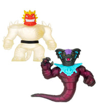 Load image into Gallery viewer, Heroes of Goo Jit Zu Glow Shifters Ultraglow Blazagon vs Shadowfang Viper action figures.