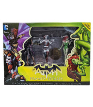 Load image into Gallery viewer, Batman Femmes Fatales Eaglemoss Masterpiece Collection with Bat Girl, Harley Quinn, Poison Ivy figures in box.