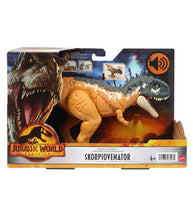Load image into Gallery viewer, Jurassic World Dominion Roar Strikers Skorpiovenator action figure in packaging.