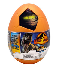 Load image into Gallery viewer, Jurassic World Captivz Dominion Surprise Egg with dinosaur-themed packaging and toy contents.