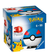 Load image into Gallery viewer, Pokemon Great Ball 54 Piece 3D Puzzle box featuring Pikachu and puzzle design.