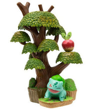 Load image into Gallery viewer, Pokemon Select Summer Forest Environment pack with Applin and Bulbasaur figures displayed among trees.