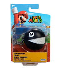 Load image into Gallery viewer, Super Mario Chain Chomp 2.5 Inch Figure in packaging, featuring iconic black spherical body and sharp white teeth, with Super Mario branding.