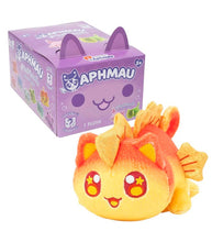 Load image into Gallery viewer, Aphmau MeeMeows Mystery Plush featuring vibrant sea-themed cat design next to purple blind box packaging.
