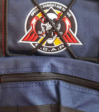 Load image into Gallery viewer, Infinite Warfare Military Sling Crossbody Backpack - Navy with logo and zipper detail.
