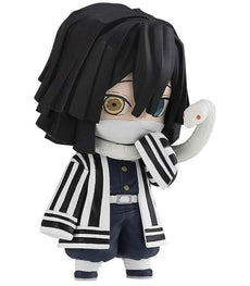 Chibi Masters Demon Slayer Obanai Iguro figure with iconic bandaged face and serpent details.
