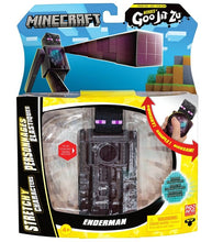 Load image into Gallery viewer, Stretchy Heroes of Goo Jit Zu Minecraft Enderman toy in packaging with pixel-style design.
