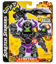 Load image into Gallery viewer, Goo Jit Zu Stretch Strikers - Ultra Rare Black Knight Orbitox action figure packaging.
