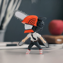 Load image into Gallery viewer, Chibi Masters Chainsaw Man figure with chainsaw head and dynamic pose.
