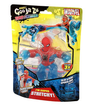 Load image into Gallery viewer, Heroes of Goo Jit Zu Goo Shifters Marvel Blue Strike Spider-Man toy in packaging, featuring stretchy and squishy action figure.
