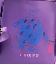 Load image into Gallery viewer, Loungefly Disney Pixar Monsters Inc mini backpack with Boo's drawing of Sully, crafted from vegan-friendly faux leather.
