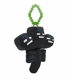 Minecraft 5 Inch Wither Bag Hanger Plush with pixelated design and clip-on hanger.