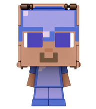 Load image into Gallery viewer, Minecraft Flippin' Figs 2-in-1 Steve Enchanted Armour and Steve toy with pixelated design.
