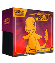 Load image into Gallery viewer, Pokemon TCG Scarlet &amp; Violet Obsidian Flames Elite Trainer Box featuring Charmander design.
