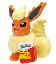Load image into Gallery viewer, Pokemon 8" Plush Flareon with soft fiery-red fur and expressive eyes.
