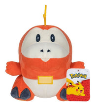 Load image into Gallery viewer, Pokemon 8" Plush - Fuecoco with red and yellow colors, soft material, and cheerful design.
