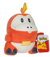 Load image into Gallery viewer, Pokemon 8" Plush - Fuecoco with vibrant red and yellow colors, cheerful smile, and round shape.
