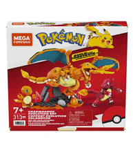 Load image into Gallery viewer, MEGA Pokemon Charmander Evolution building set with Charmander, Charmeleon, Charizard figures, suitable for ages 6+.

