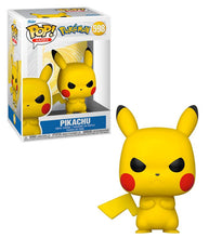 Load image into Gallery viewer, Grumpy Pikachu Pokemon POP! Vinyl Figure with fierce expression and vibrant yellow color.
