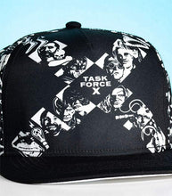 Load image into Gallery viewer, Suicide Squad Task Force X snapback with monochrome design and flat bill.
