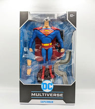 Load image into Gallery viewer, DC Multiverse Animated Superman action figure in collectors window box with accessories.
