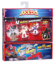 Load image into Gallery viewer, Akedo Ultimate Arcade Warrior Collectors Pack featuring Burnout, Big Stinky, Ultravolt, and a hidden figure.
