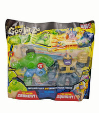 Load image into Gallery viewer, Goo Jit Zu Marvel Versus Pack with Hulk and Thanos figurines in action packaging.
