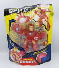 Load image into Gallery viewer, Heroes of Goo Jit Zu Iron Man toy in packaging with metallic goo filling.
