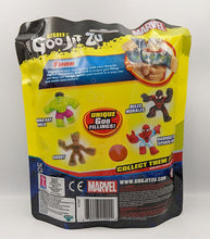 Load image into Gallery viewer, Heroes of Goo Jit Zu Thor toy packaging with unique goo filling and Marvel characters.
