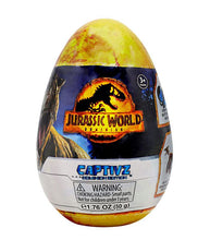 Load image into Gallery viewer, Jurassic World Captivz Dominion Slime Egg with dinosaur figure and battle token.

