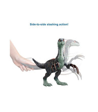 Load image into Gallery viewer, Jurassic World Dominion Sound Slashin' Therizinosaurus side to side slashing action
