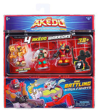 Load image into Gallery viewer, Akedo Ultimate Arcade Warrior Collectors Pack with Battlemax, Loco Grande, Mizuchi, and hidden figure.

